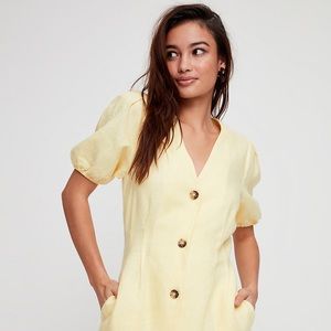 Aritzia Wilfred Caprice Yellow Linen Dress